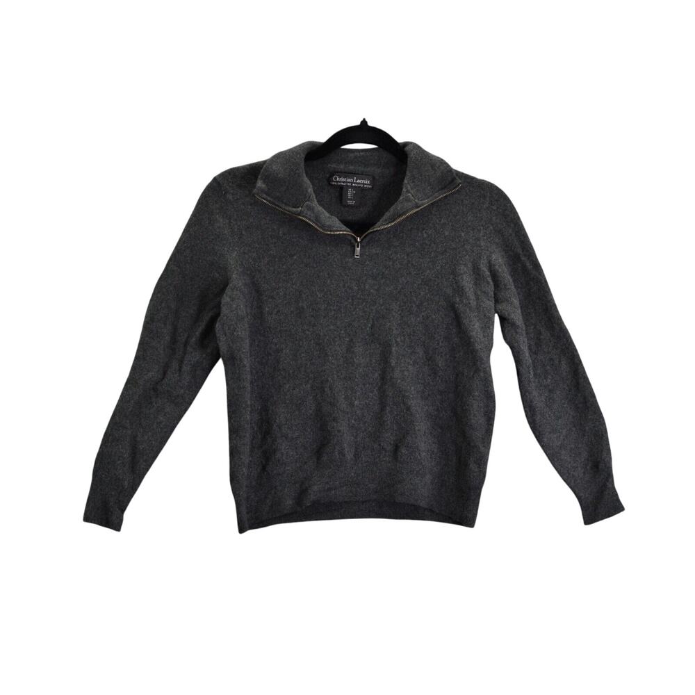 Christian Lacroix 100% Extra Fine Merino Wool Quarter Zip‎ Sweater Men's Large